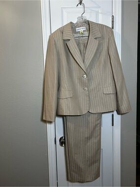 Jones New York Beige Pinstripe Pantsuit